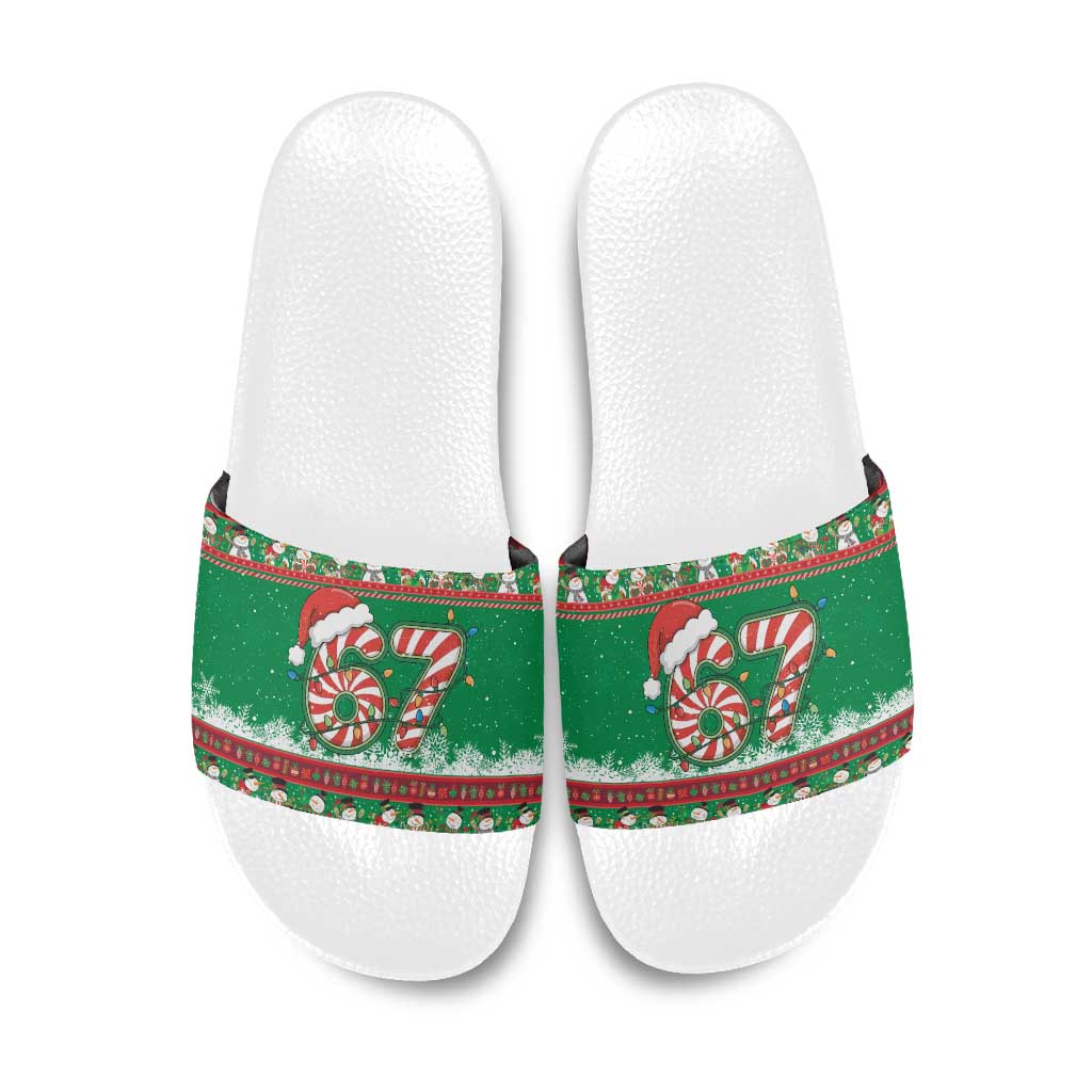 67 Six Seven Funny Meme Christmas Slide Sandals Funny Xmas - Wonder Print Shop