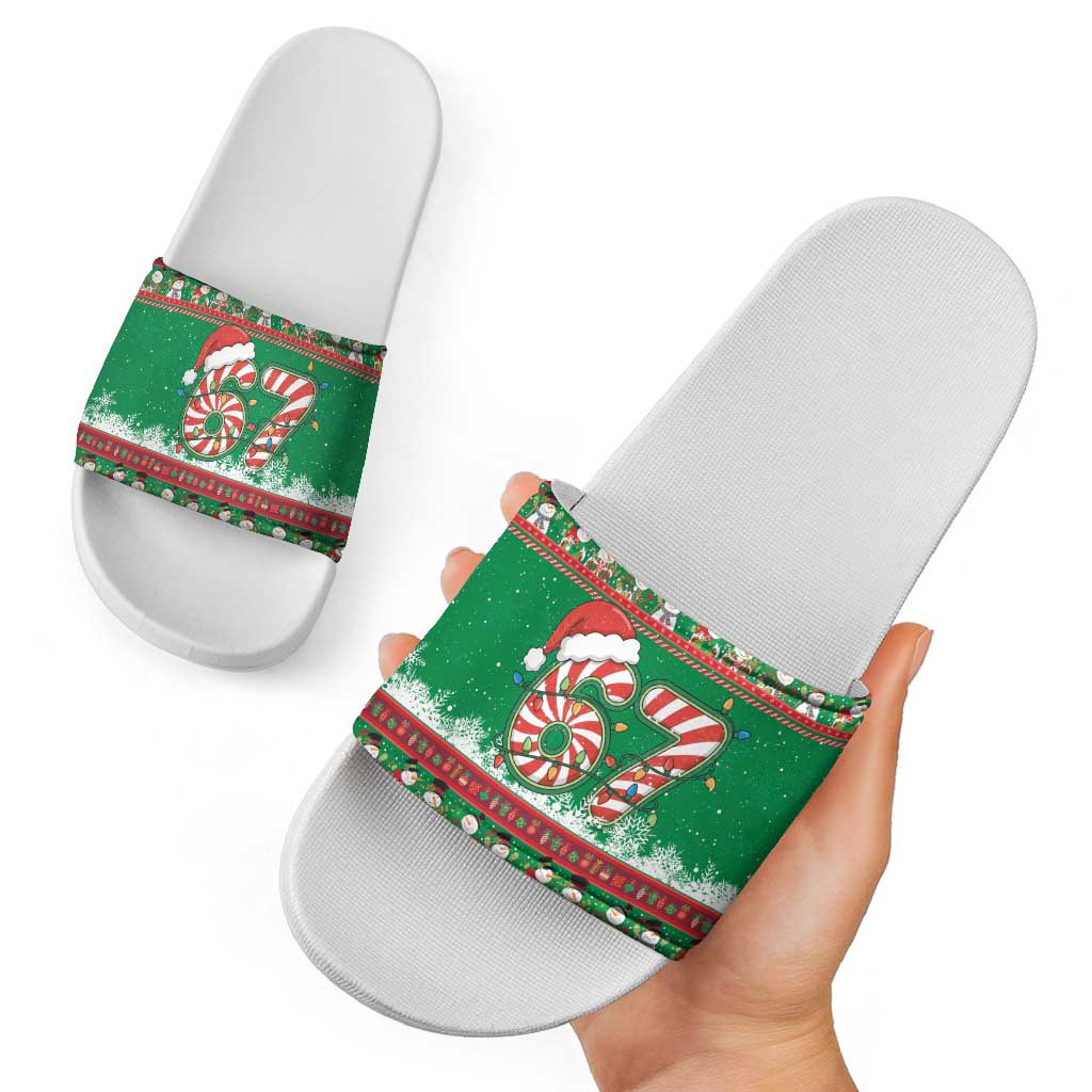 67 Six Seven Funny Meme Christmas Slide Sandals Funny Xmas - Wonder Print Shop