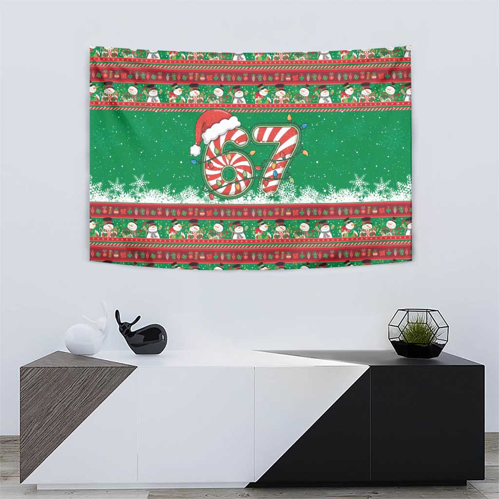 67 Six Seven Funny Meme Christmas Tapestry Funny Xmas - Wonder Print Shop