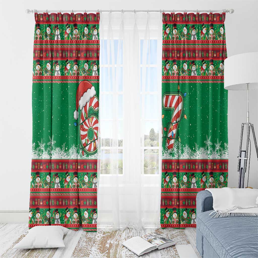 67 Six Seven Funny Meme Christmas Window Curtain Funny Xmas - Wonder Print Shop