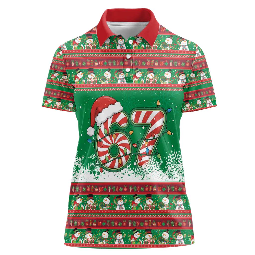 67 Six Seven Funny Meme Christmas Women Polo Shirt Funny Xmas - Wonder Print Shop