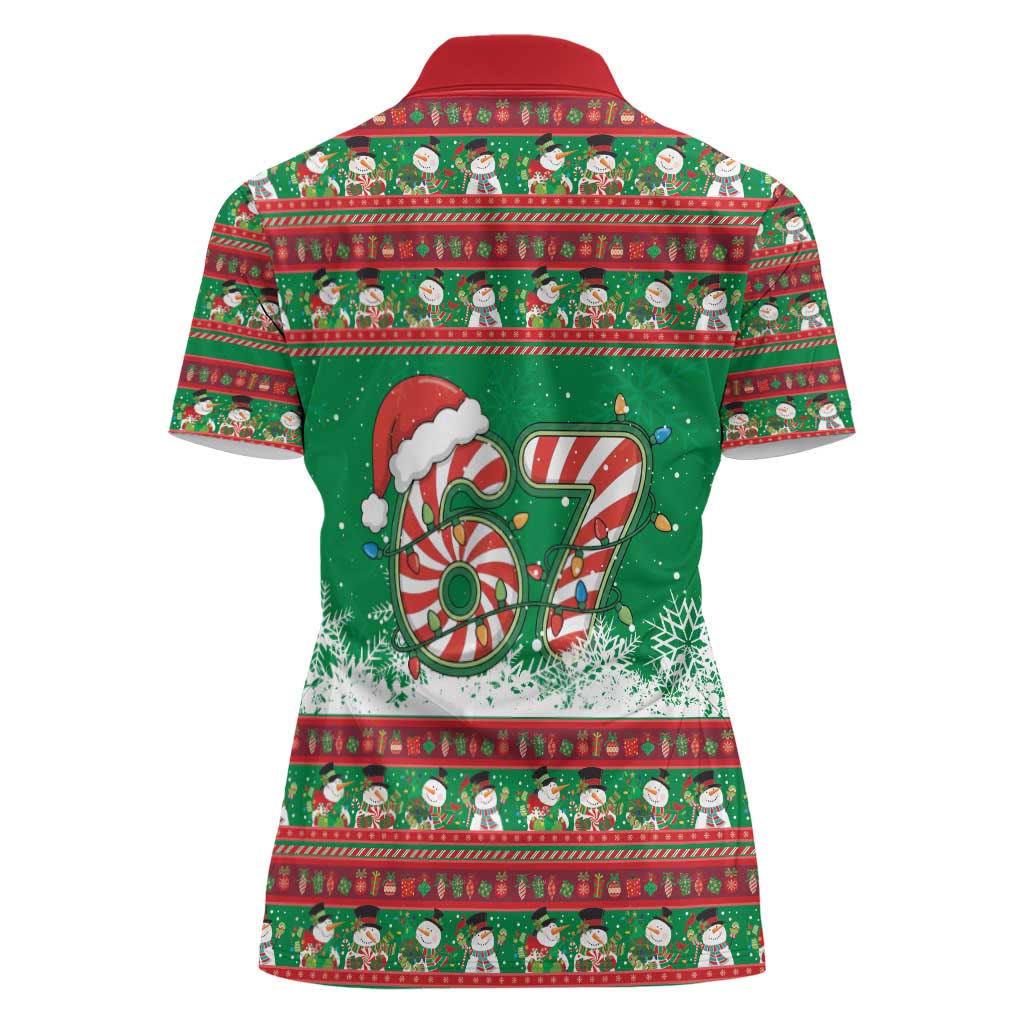 67 Six Seven Funny Meme Christmas Women Polo Shirt Funny Xmas - Wonder Print Shop