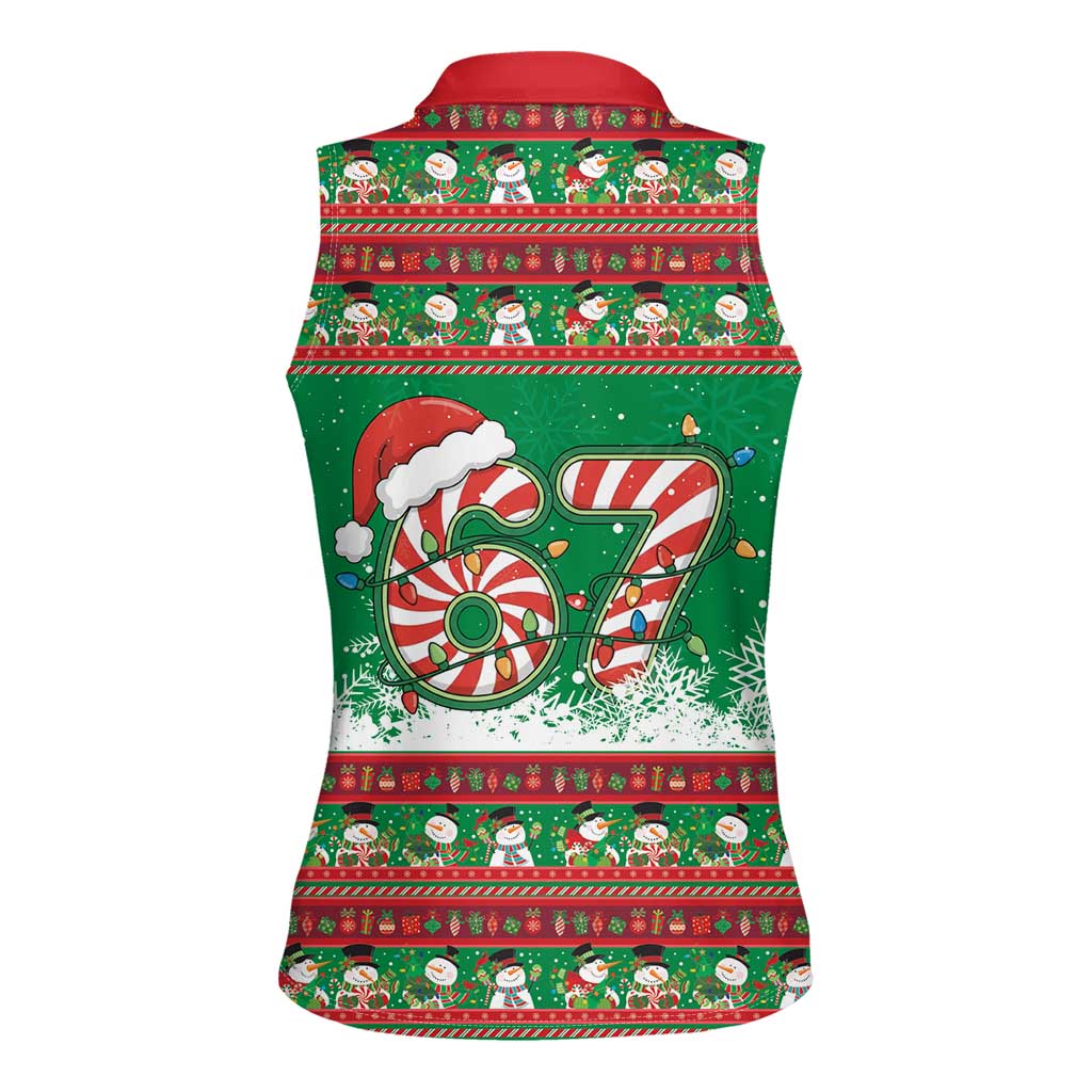 67 Six Seven Funny Meme Christmas Women Sleeveless Polo Shirt Funny Xmas - Wonder Print Shop