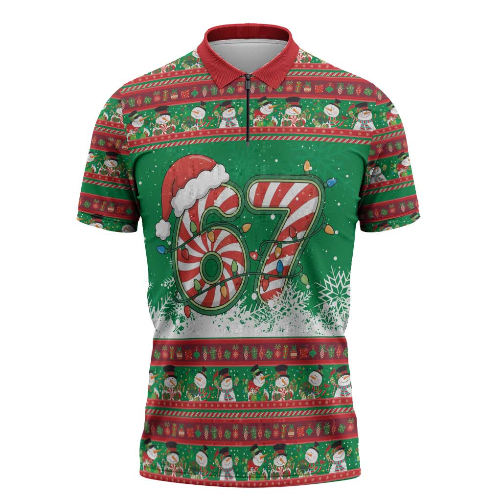 67 Six Seven Funny Meme Christmas Zipper Polo Shirt Funny Xmas - Wonder Print Shop