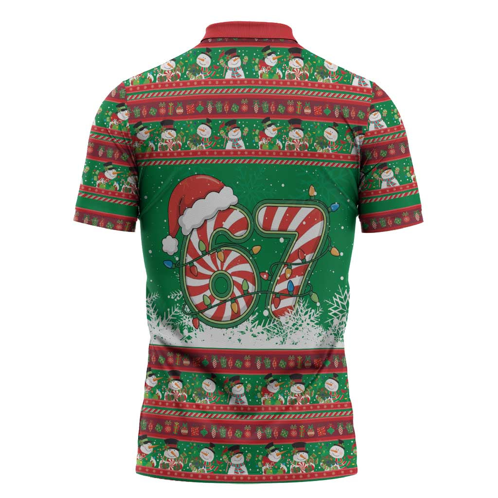67 Six Seven Funny Meme Christmas Zipper Polo Shirt Funny Xmas - Wonder Print Shop