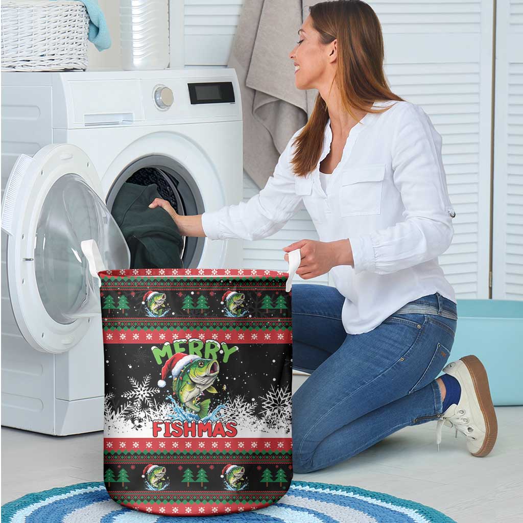 Fishing Christmas Merry Fishmas Laundry Basket We Wish You A Merry Fishmas - Wonder Print Shop