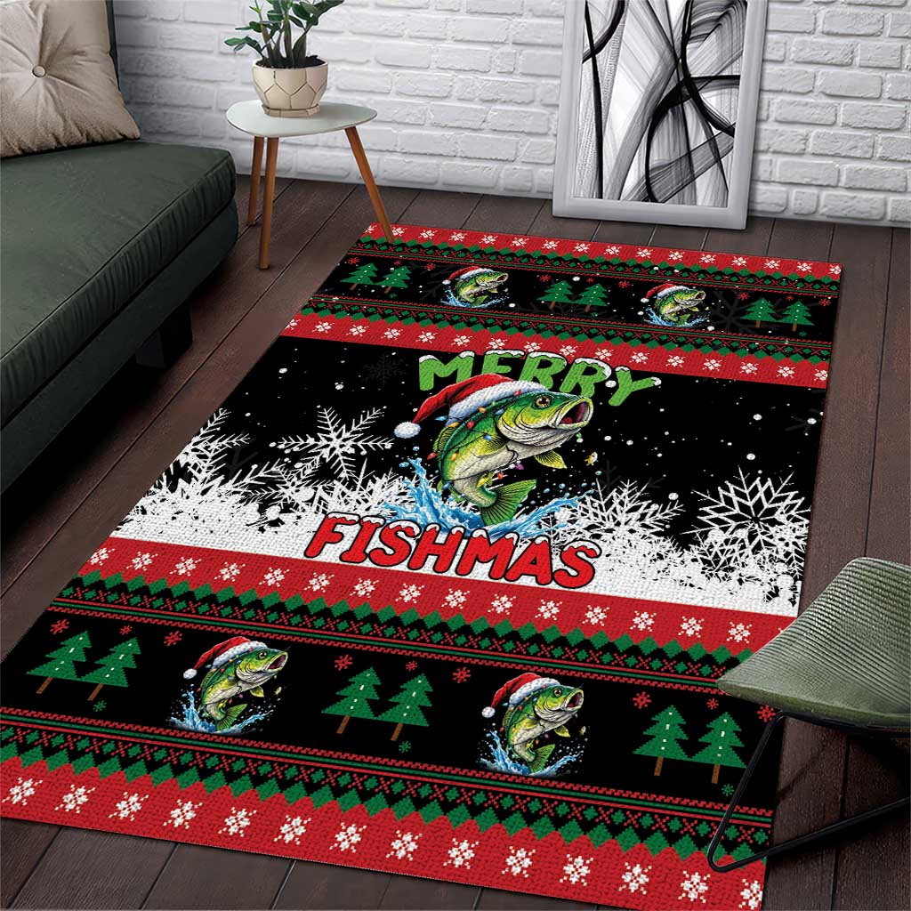 Fishing Christmas Merry Fishmas Area Rug We Wish You A Merry Fishmas - Wonder Print Shop