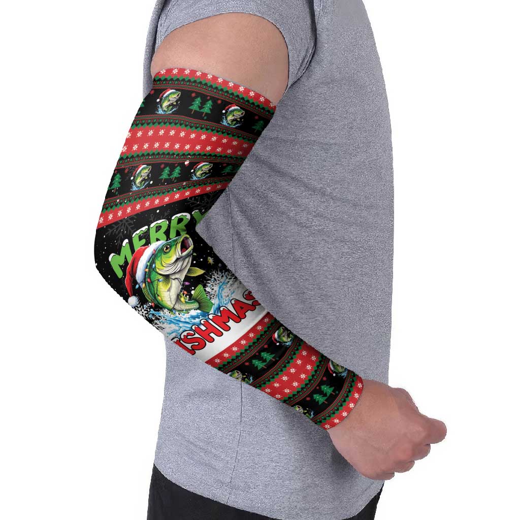 Fishing Christmas Merry Fishmas Arm Sleeves We Wish You A Merry Fishmas - Wonder Print Shop