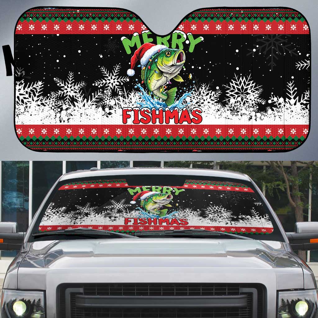 Fishing Christmas Merry Fishmas Auto Sun Shade We Wish You A Merry Fishmas - Wonder Print Shop