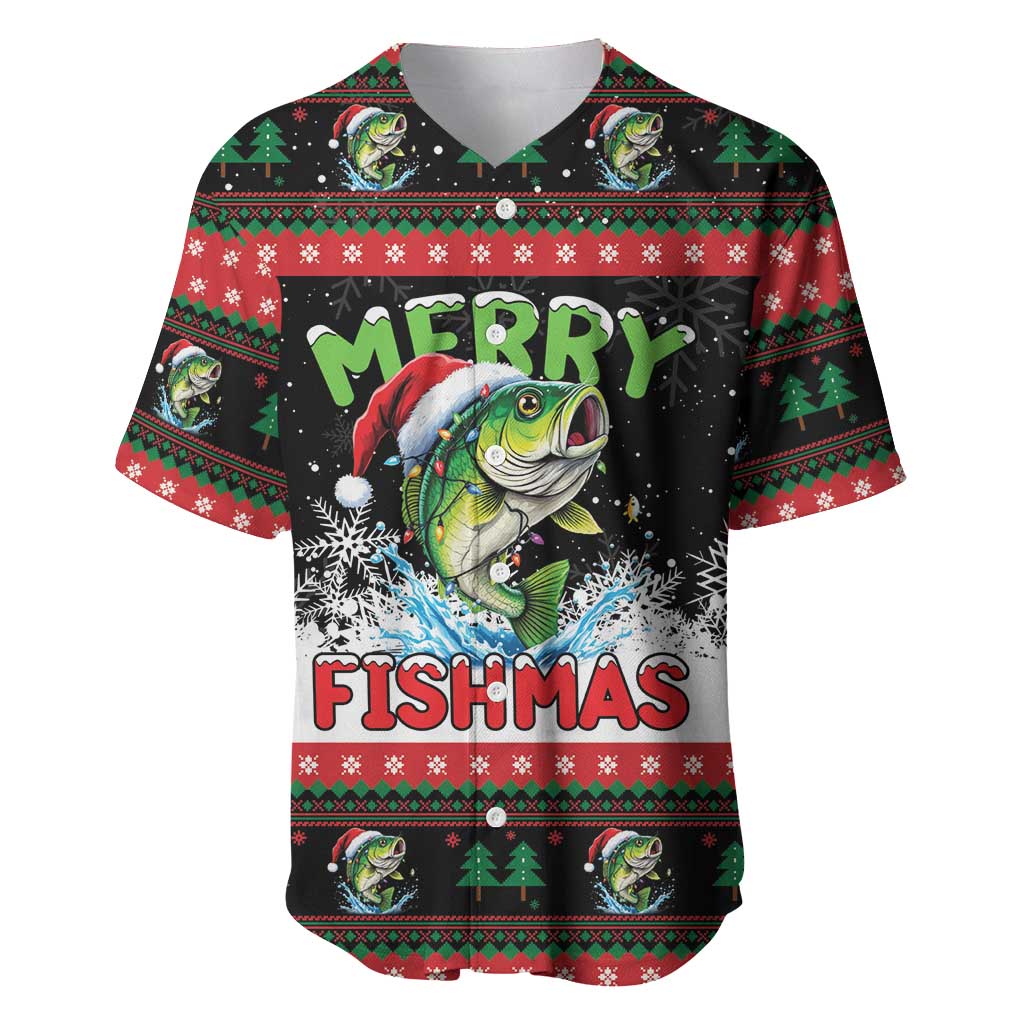 Fishing Christmas Merry Fishmas Baseball Jersey We Wish You A Merry Fishmas - Wonder Print Shop