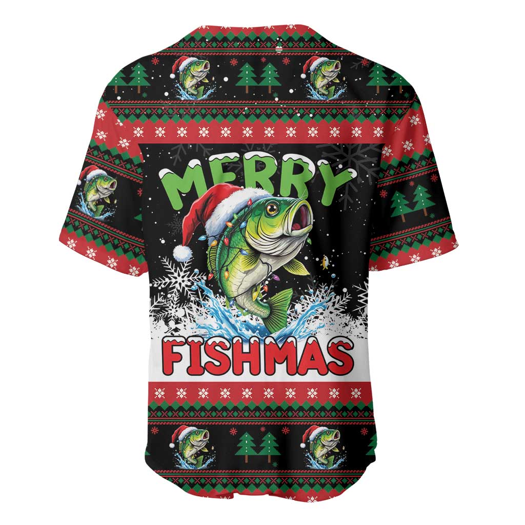 Fishing Christmas Merry Fishmas Baseball Jersey We Wish You A Merry Fishmas - Wonder Print Shop