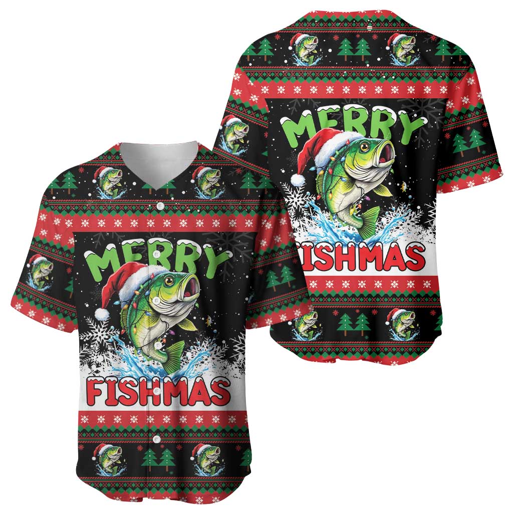 Fishing Christmas Merry Fishmas Baseball Jersey We Wish You A Merry Fishmas - Wonder Print Shop