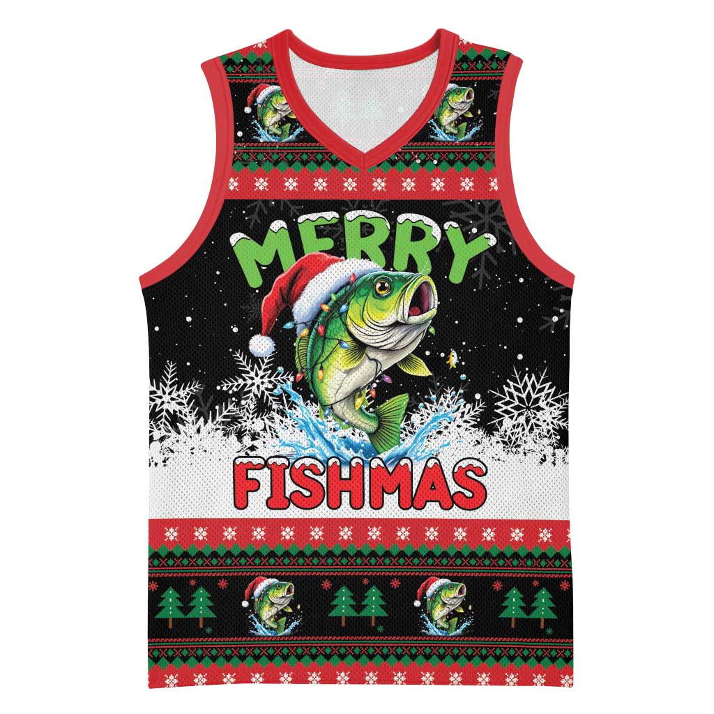 Fishing Christmas Merry Fishmas Basketball Jersey We Wish You A Merry Fishmas - Wonder Print Shop