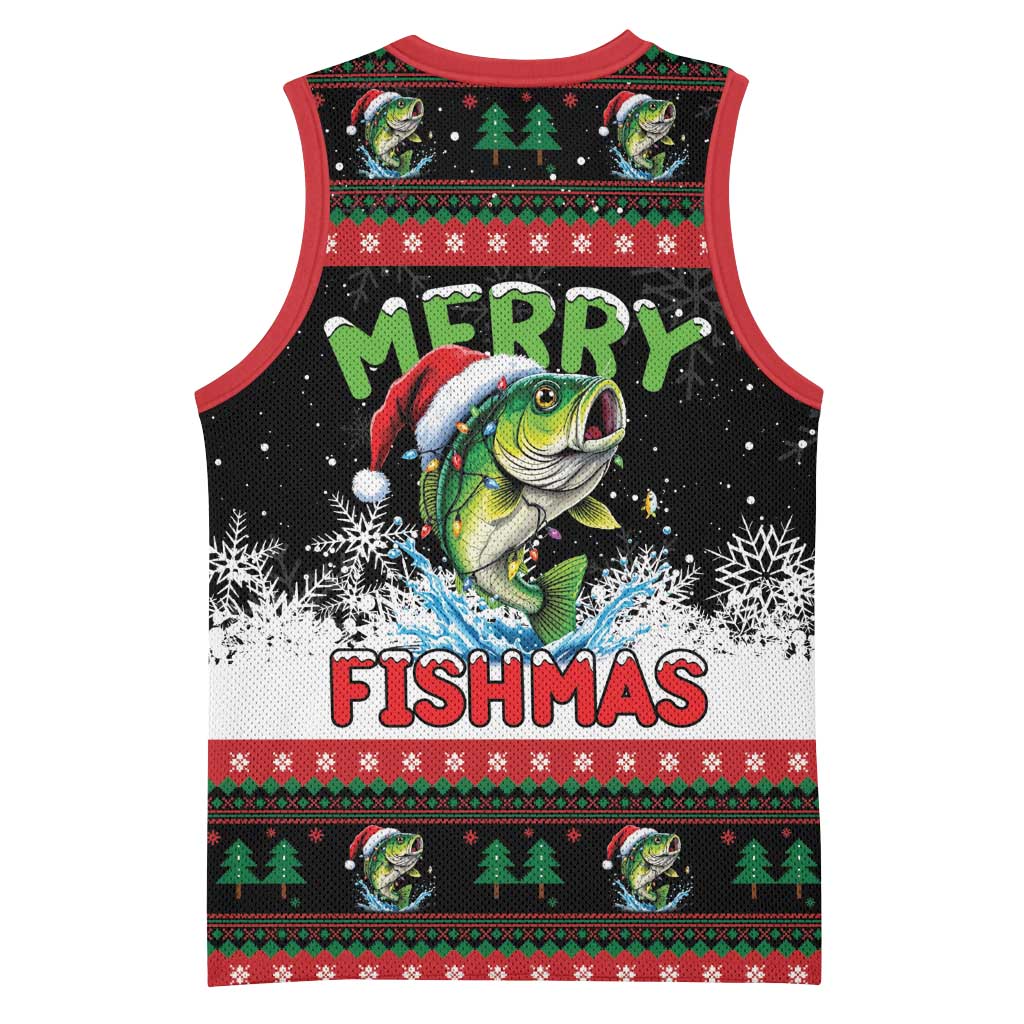 Fishing Christmas Merry Fishmas Basketball Jersey We Wish You A Merry Fishmas - Wonder Print Shop