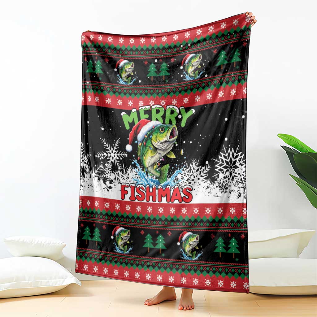 Fishing Christmas Merry Fishmas Blanket We Wish You A Merry Fishmas - Wonder Print Shop