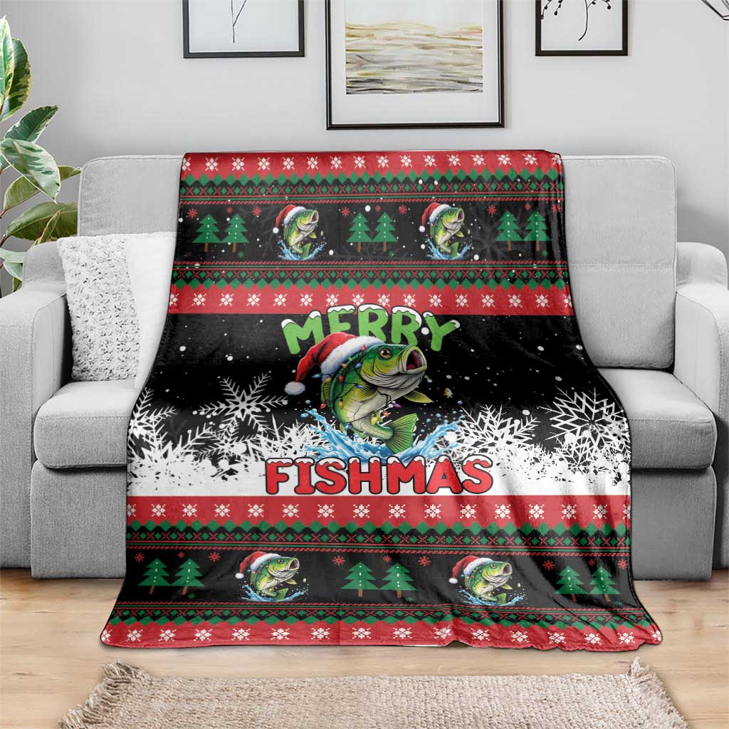 Fishing Christmas Merry Fishmas Blanket We Wish You A Merry Fishmas - Wonder Print Shop