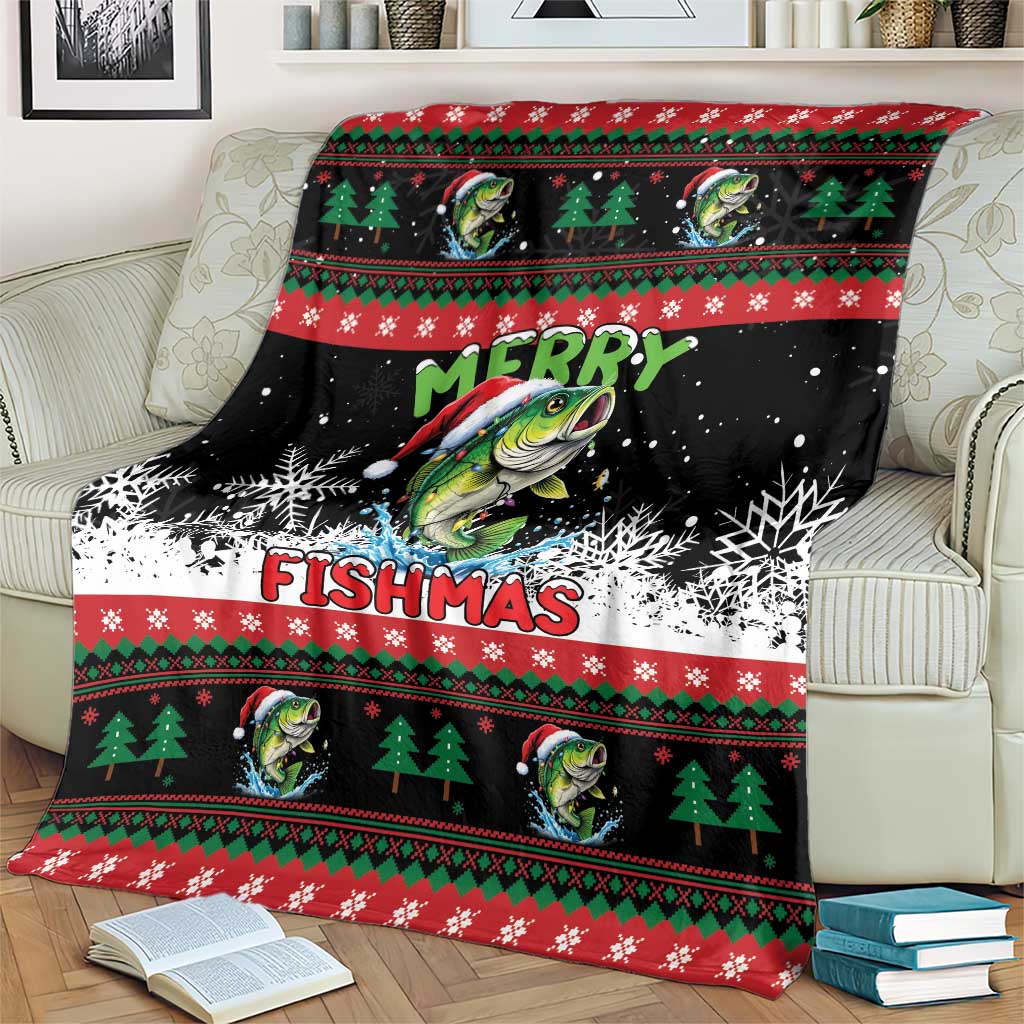 Fishing Christmas Merry Fishmas Blanket We Wish You A Merry Fishmas - Wonder Print Shop