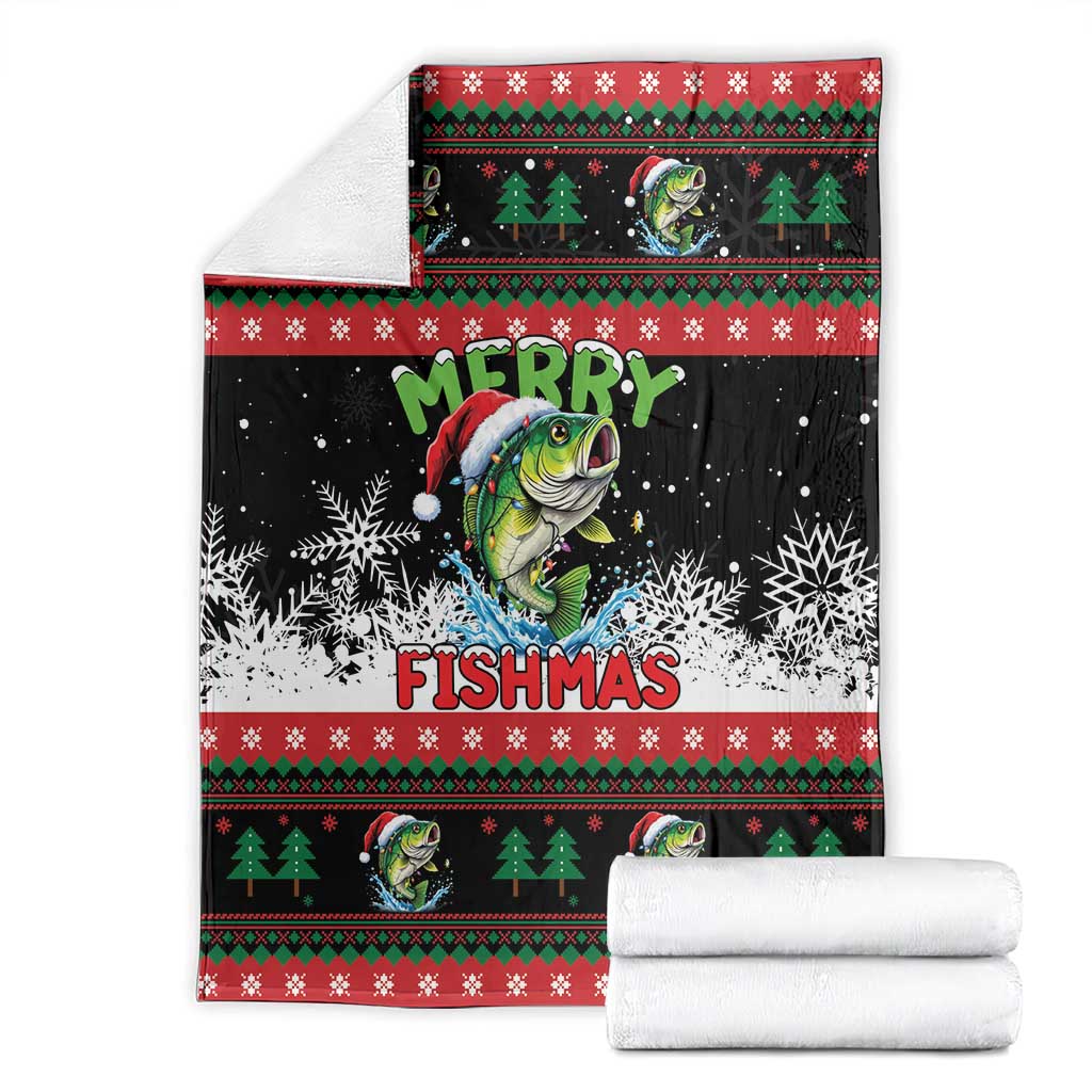 Fishing Christmas Merry Fishmas Blanket We Wish You A Merry Fishmas - Wonder Print Shop