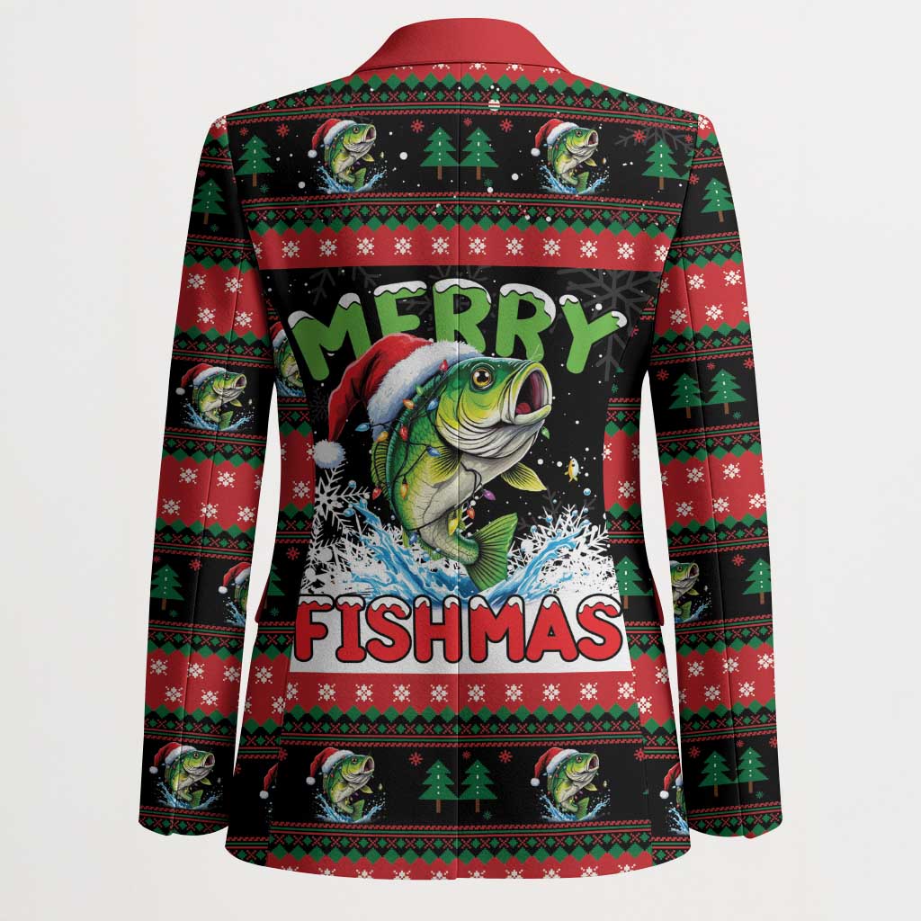 Fishing Christmas Merry Fishmas Blazer We Wish You A Merry Fishmas - Wonder Print Shop