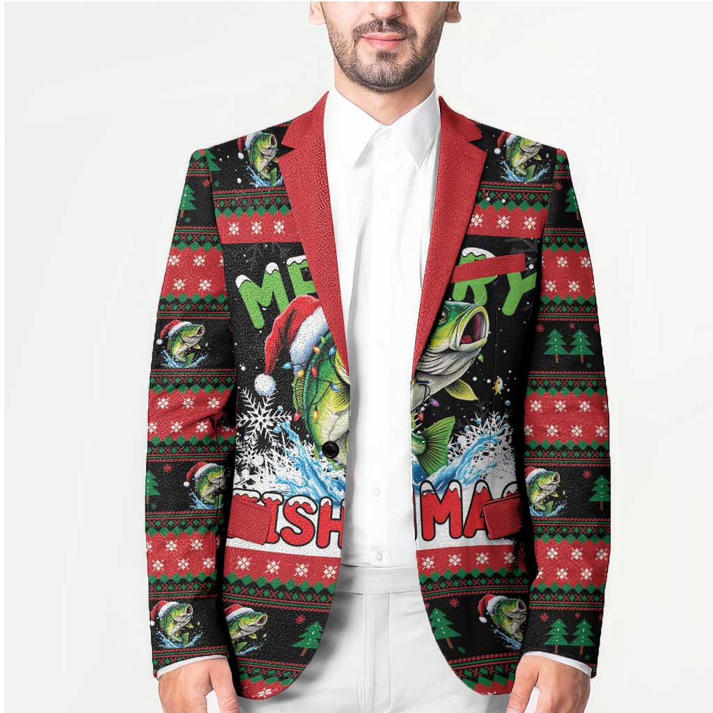 Fishing Christmas Merry Fishmas Blazer We Wish You A Merry Fishmas - Wonder Print Shop