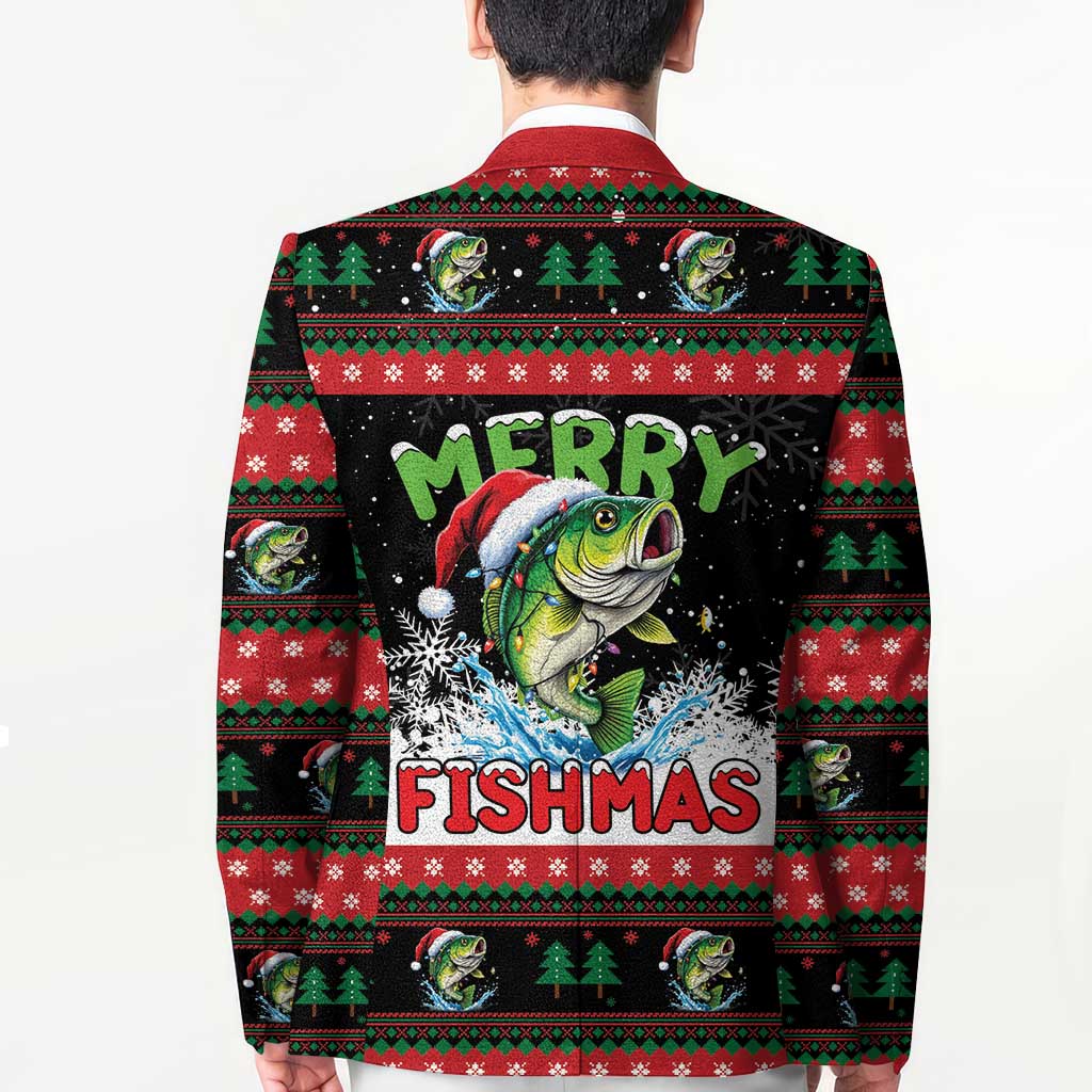 Fishing Christmas Merry Fishmas Blazer We Wish You A Merry Fishmas - Wonder Print Shop