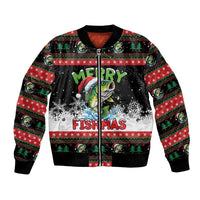Fishing Christmas Merry Fishmas Bomber Jacket We Wish You A Merry Fishmas - Wonder Print Shop