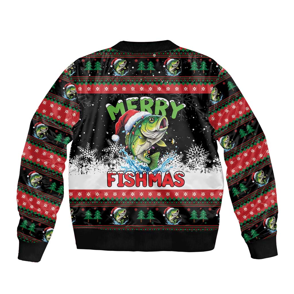 Fishing Christmas Merry Fishmas Bomber Jacket We Wish You A Merry Fishmas - Wonder Print Shop