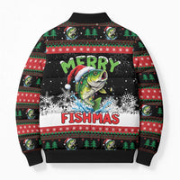 Fishing Christmas Merry Fishmas Bomber Puffer Jacket We Wish You A Merry Fishmas - Wonder Print Shop