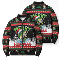 Fishing Christmas Merry Fishmas Bomber Puffer Jacket We Wish You A Merry Fishmas - Wonder Print Shop
