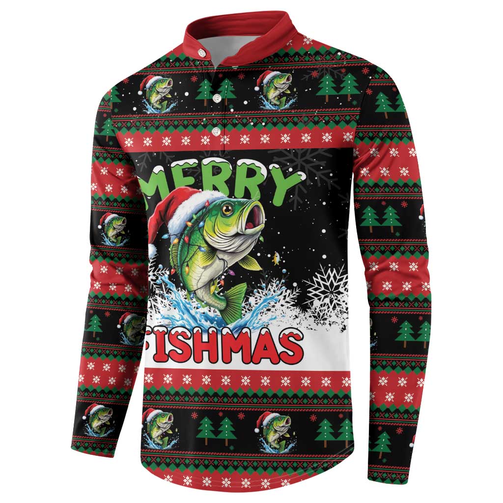 Fishing Christmas Merry Fishmas Button Sweatshirt We Wish You A Merry Fishmas - Wonder Print Shop
