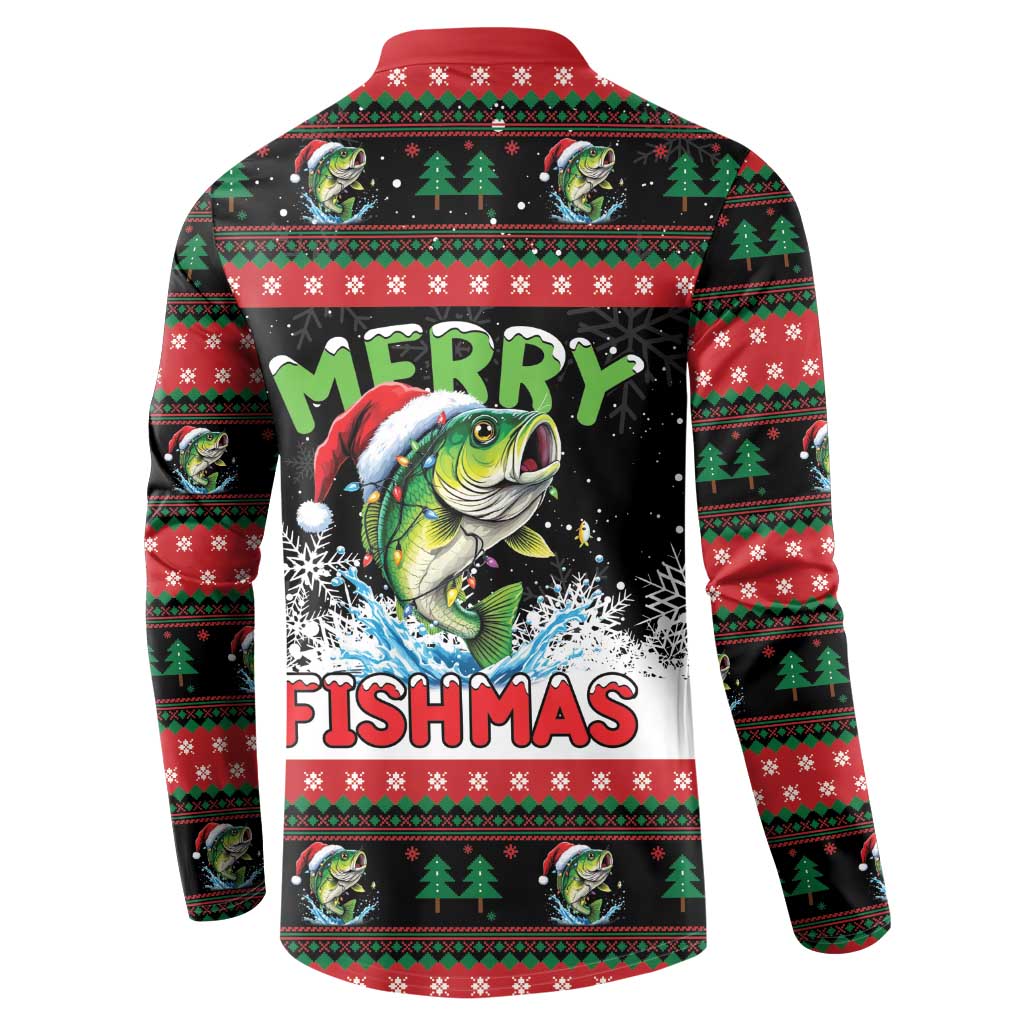 Fishing Christmas Merry Fishmas Button Sweatshirt We Wish You A Merry Fishmas - Wonder Print Shop