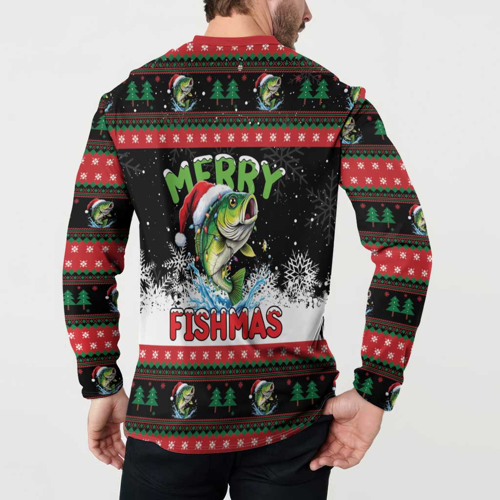 Fishing Christmas Merry Fishmas Button Sweatshirt We Wish You A Merry Fishmas - Wonder Print Shop