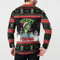 Fishing Christmas Merry Fishmas Button Sweatshirt We Wish You A Merry Fishmas - Wonder Print Shop