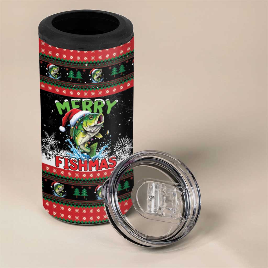 Fishing Christmas Merry Fishmas 4 in 1 Can Cooler Tumbler We Wish You A Merry Fishmas - Wonder Print Shop