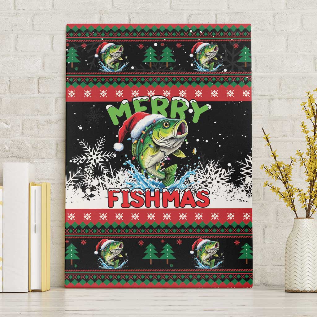 Fishing Christmas Merry Fishmas Canvas Wall Art We Wish You A Merry Fishmas - Wonder Print Shop
