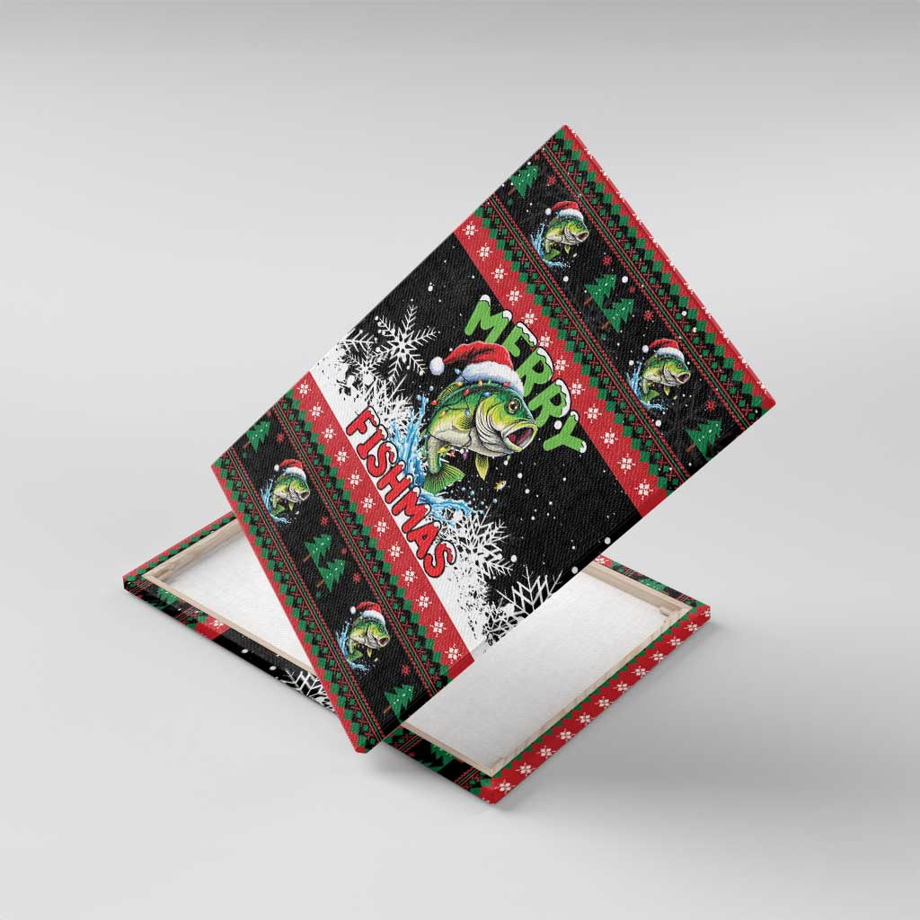Fishing Christmas Merry Fishmas Canvas Wall Art We Wish You A Merry Fishmas - Wonder Print Shop