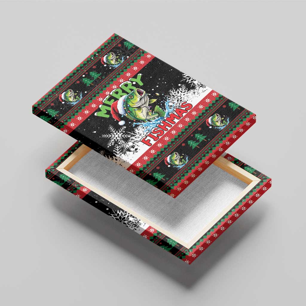 Fishing Christmas Merry Fishmas Canvas Wall Art We Wish You A Merry Fishmas - Wonder Print Shop