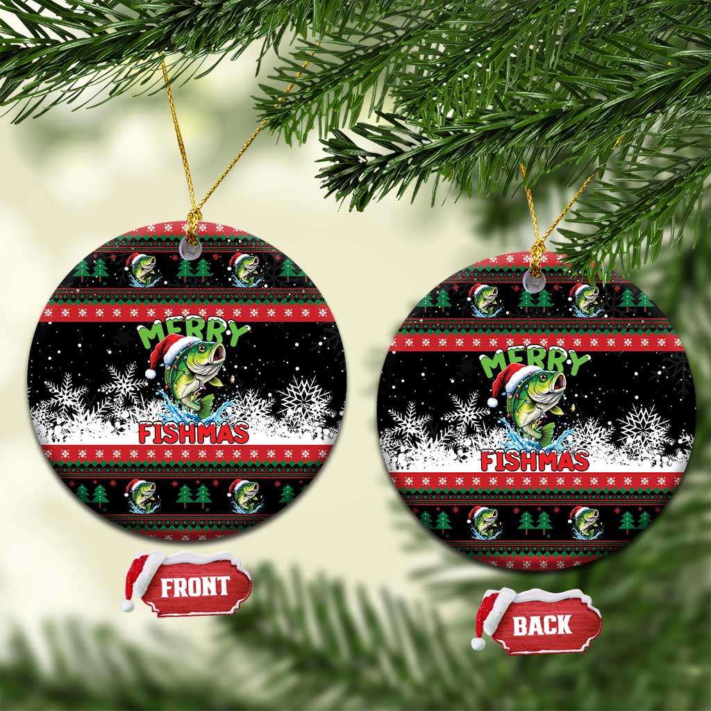 Fishing Christmas Merry Fishmas Ceramic Ornament We Wish You A Merry Fishmas - Wonder Print Shop