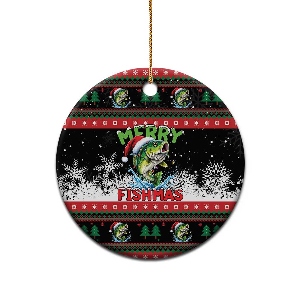 Fishing Christmas Merry Fishmas Ceramic Ornament We Wish You A Merry Fishmas - Wonder Print Shop
