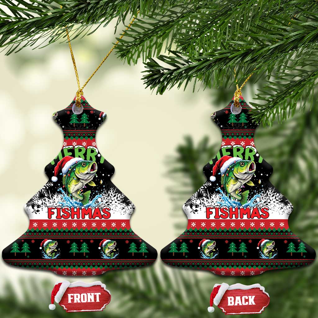 Fishing Christmas Merry Fishmas Ceramic Ornament We Wish You A Merry Fishmas - Wonder Print Shop