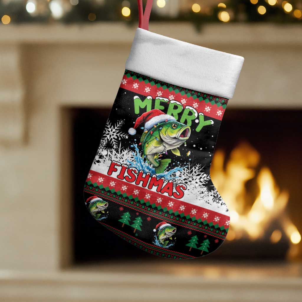 Fishing Christmas Merry Fishmas Christmas Stocking We Wish You A Merry Fishmas - Wonder Print Shop