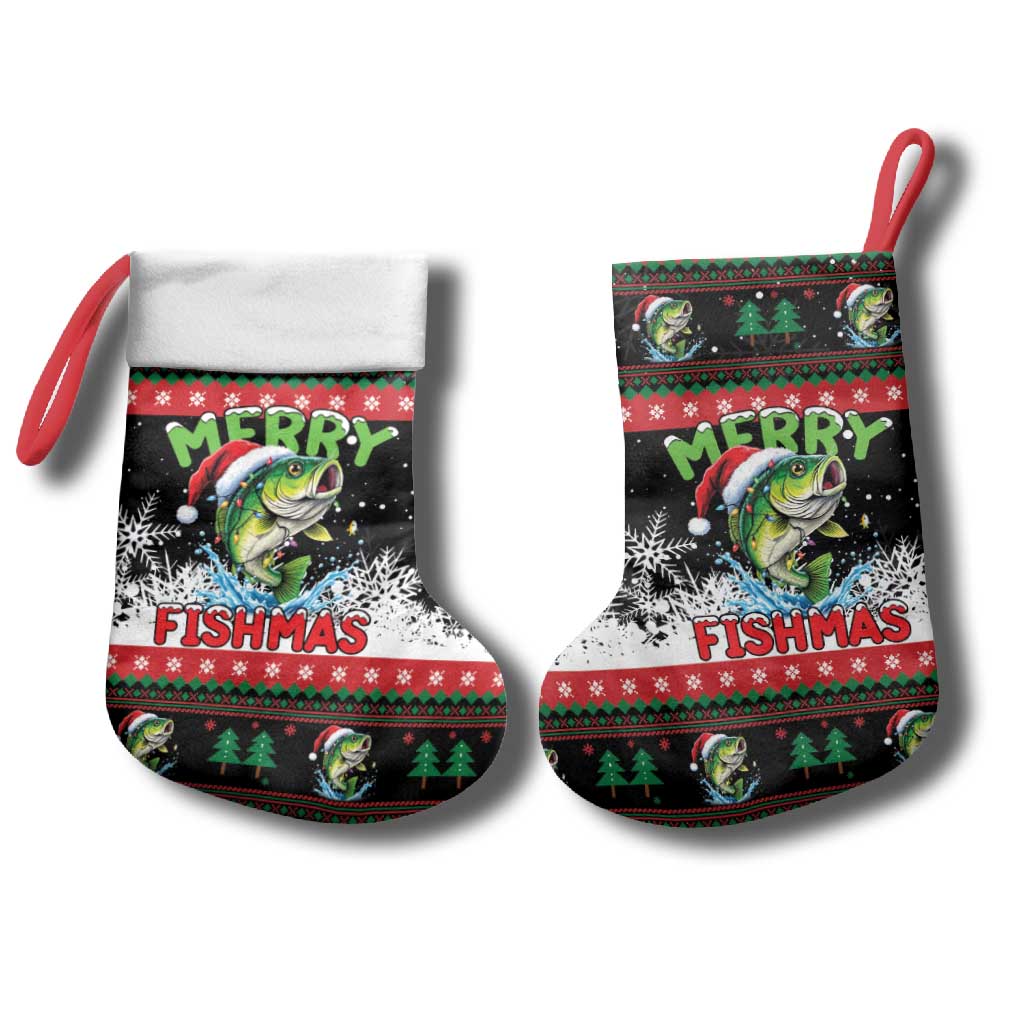 Fishing Christmas Merry Fishmas Christmas Stocking We Wish You A Merry Fishmas - Wonder Print Shop