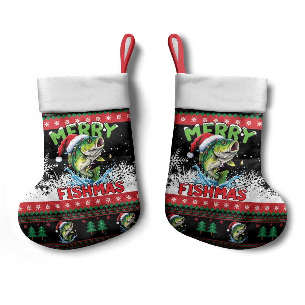 Fishing Christmas Merry Fishmas Christmas Stocking We Wish You A Merry Fishmas - Wonder Print Shop