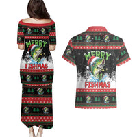 Fishing Christmas Merry Fishmas Couples Matching Puletasi and Hawaiian Shirt We Wish You A Merry Fishmas - Wonder Print Shop