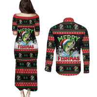 Fishing Christmas Merry Fishmas Couples Matching Puletasi and Long Sleeve Button Shirt We Wish You A Merry Fishmas - Wonder Print Shop