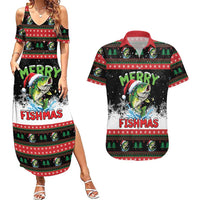 Fishing Christmas Merry Fishmas Couples Matching Summer Maxi Dress and Hawaiian Shirt We Wish You A Merry Fishmas - Wonder Print Shop