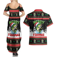 Fishing Christmas Merry Fishmas Couples Matching Summer Maxi Dress and Hawaiian Shirt We Wish You A Merry Fishmas - Wonder Print Shop