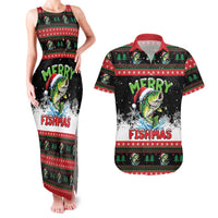 Fishing Christmas Merry Fishmas Couples Matching Tank Maxi Dress and Hawaiian Shirt We Wish You A Merry Fishmas - Wonder Print Shop