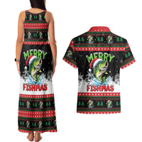 Fishing Christmas Merry Fishmas Couples Matching Tank Maxi Dress and Hawaiian Shirt We Wish You A Merry Fishmas - Wonder Print Shop