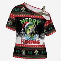 Fishing Christmas Merry Fishmas Cross Shoulder Shirt We Wish You A Merry Fishmas - Wonder Print Shop